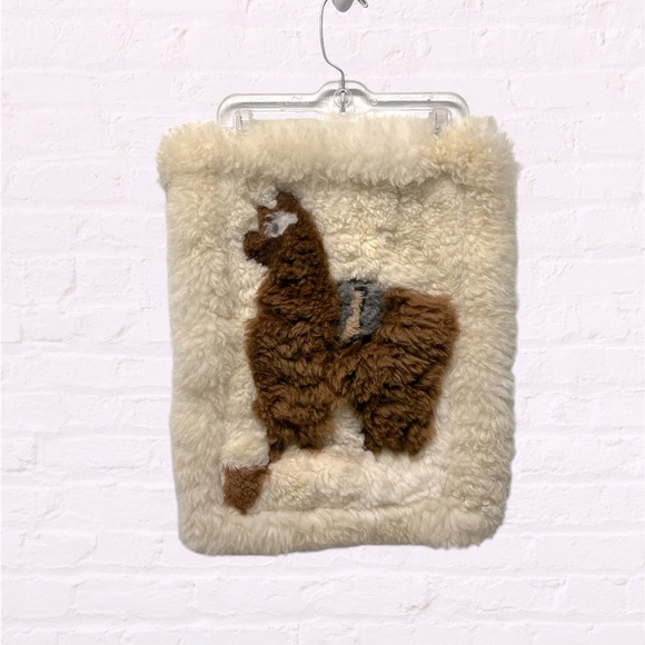 Hand Crafted Other - Alpaca 100% small square wool cushion tapestry decor handmade 15”x20”